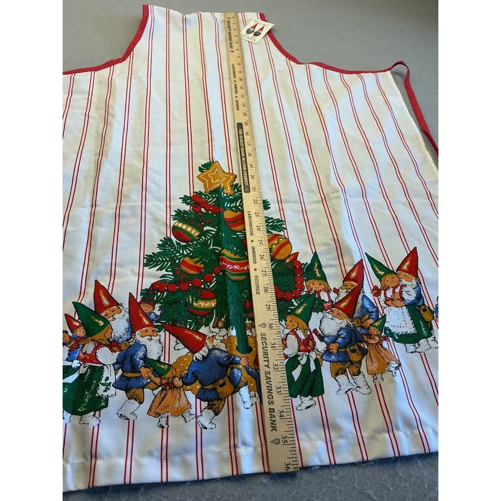 Barth‎ & Dreyfuss Vintage 70s Gnomes Christmas Apron Rien Poortvliet OS NWT